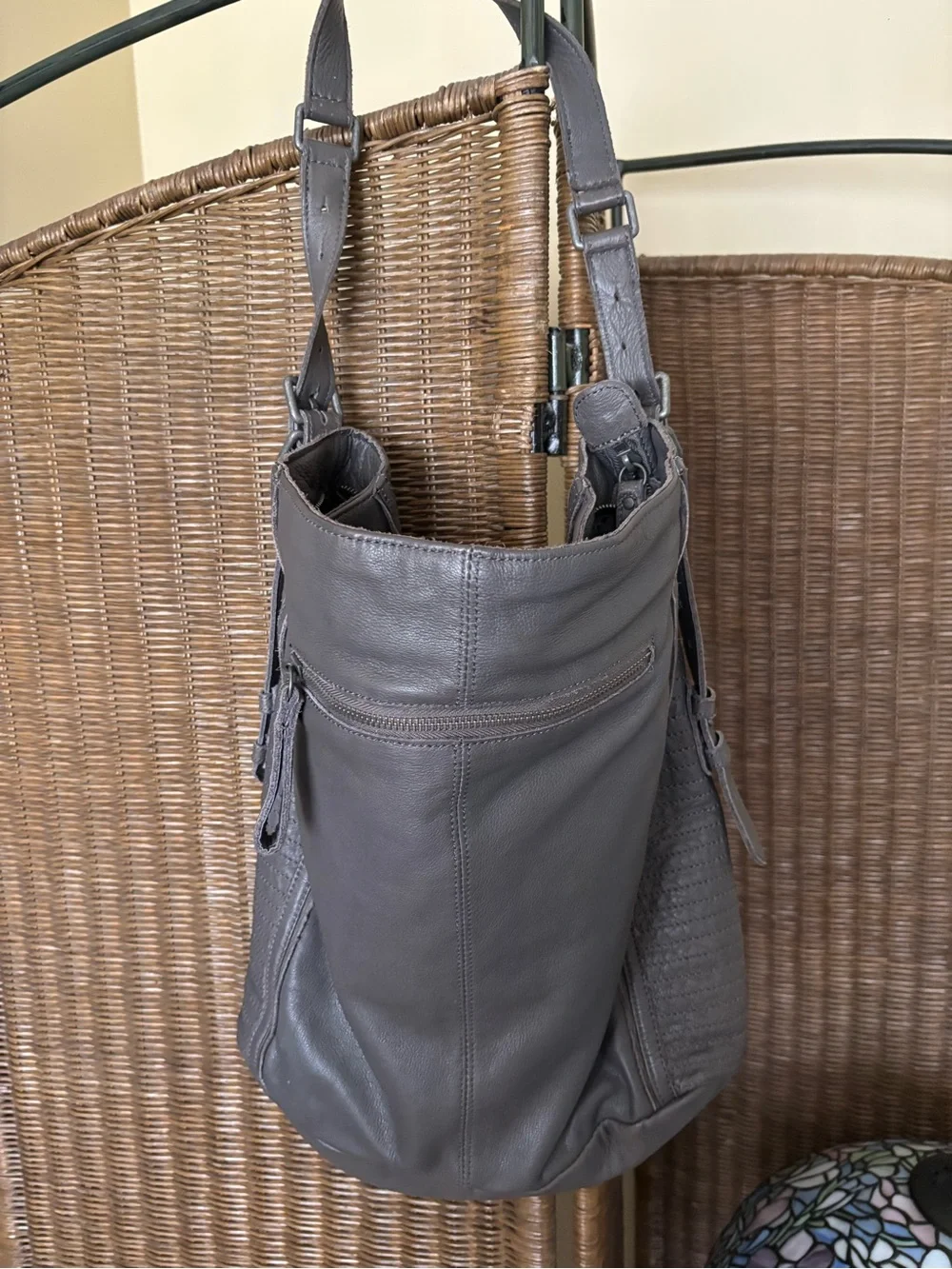 Liebeskind Pebbled Leather Shoulder Bag in Brown